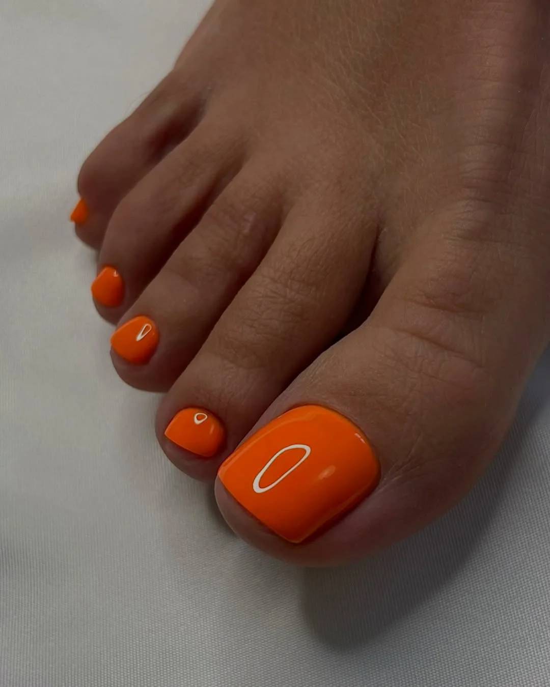 summer pedicure colors 2026 Hot Orange Minimalist Pedicure