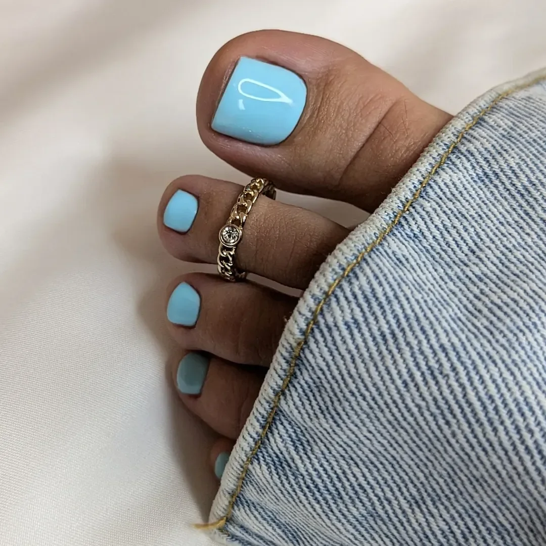 summer pedicure colors 2026 Bright Baby Blue Summer Pedicure