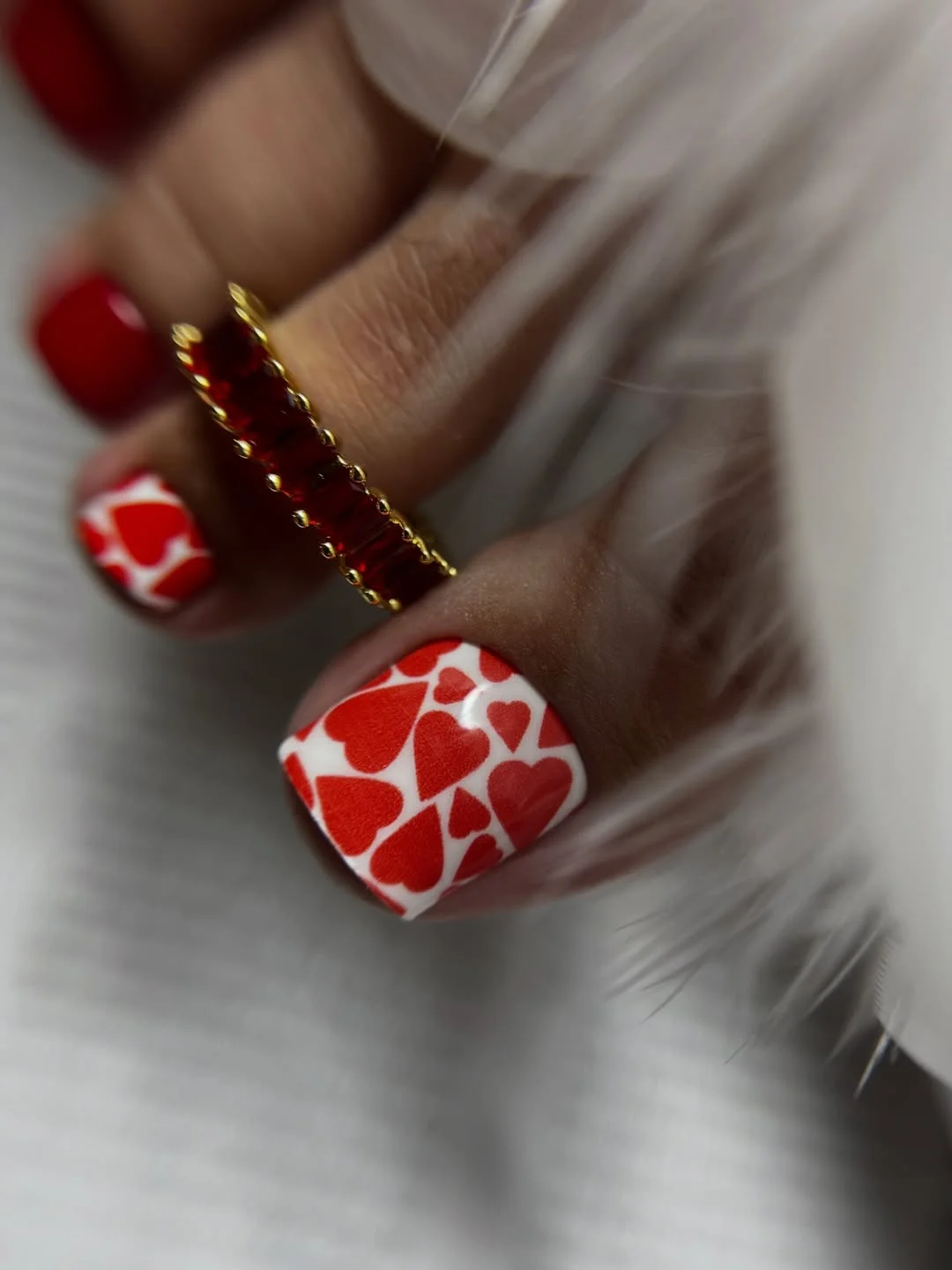 summer pedicure colors 2026 Red Heart Pedicure With Playful Energy