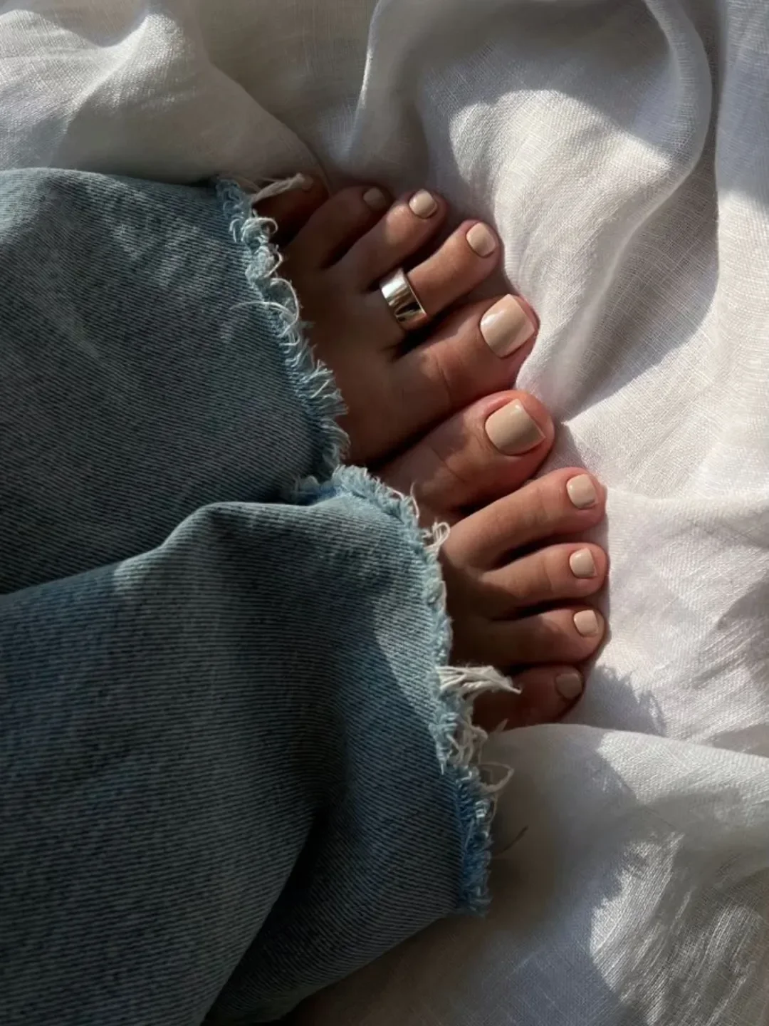 summer toe nails colors 2026 Soft Beige Pedicure With Quiet Luxury Energy