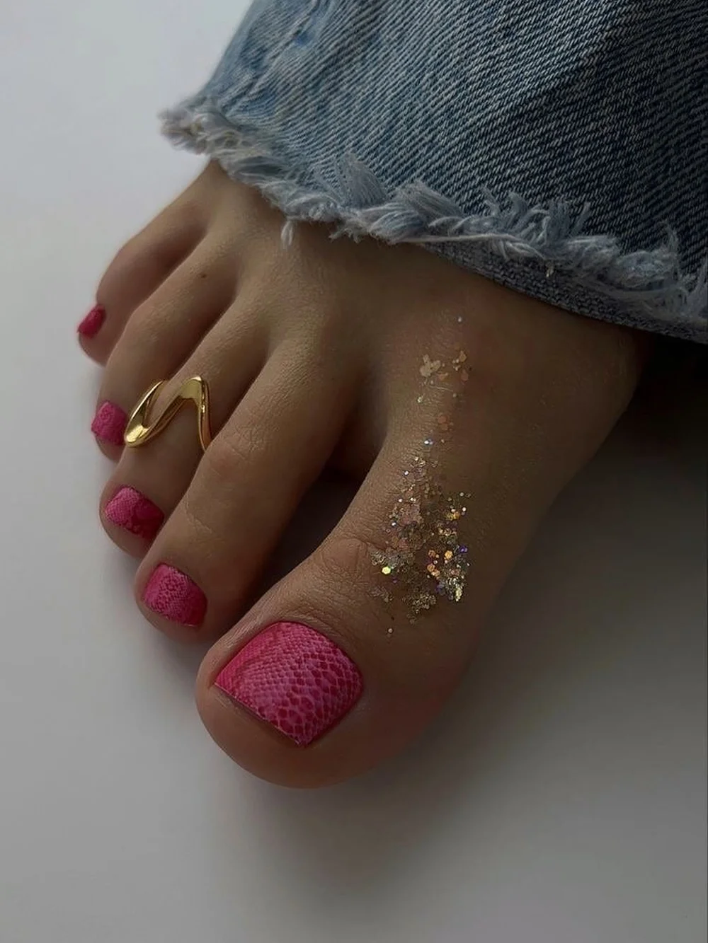 summer toe nails colors 2026 Bright Pink Textured Pedicure for Trendy Summer Style