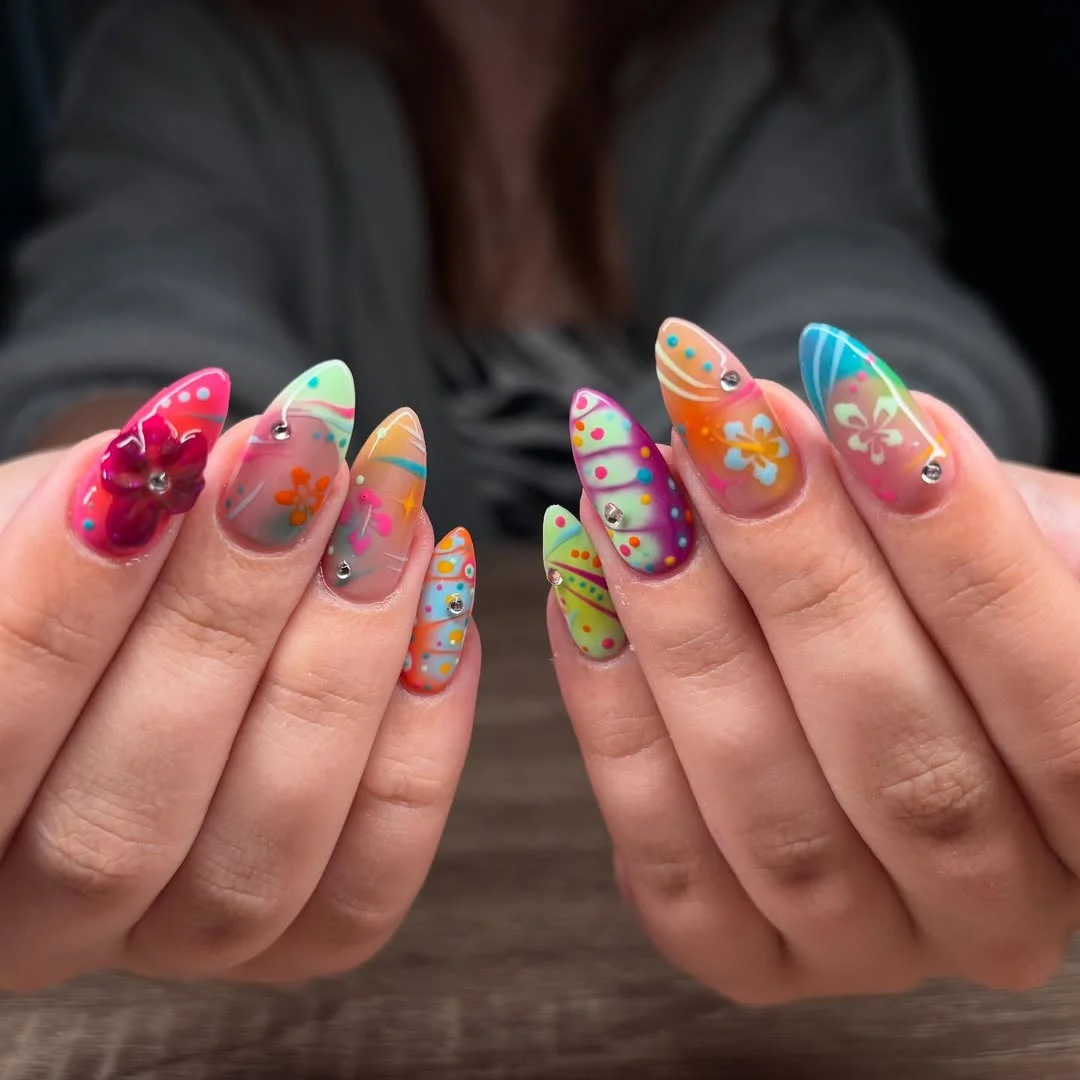 summer vibrant nails summer 2026 Pastel Bloom Aura Nails