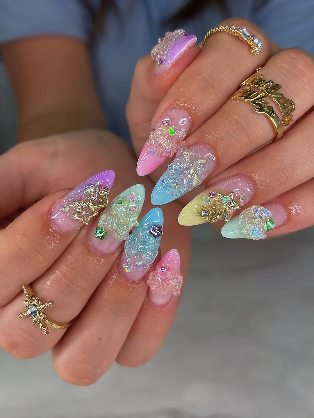 summer vibrant nails summer 2026 Pastel Crystal Fantasy Nails