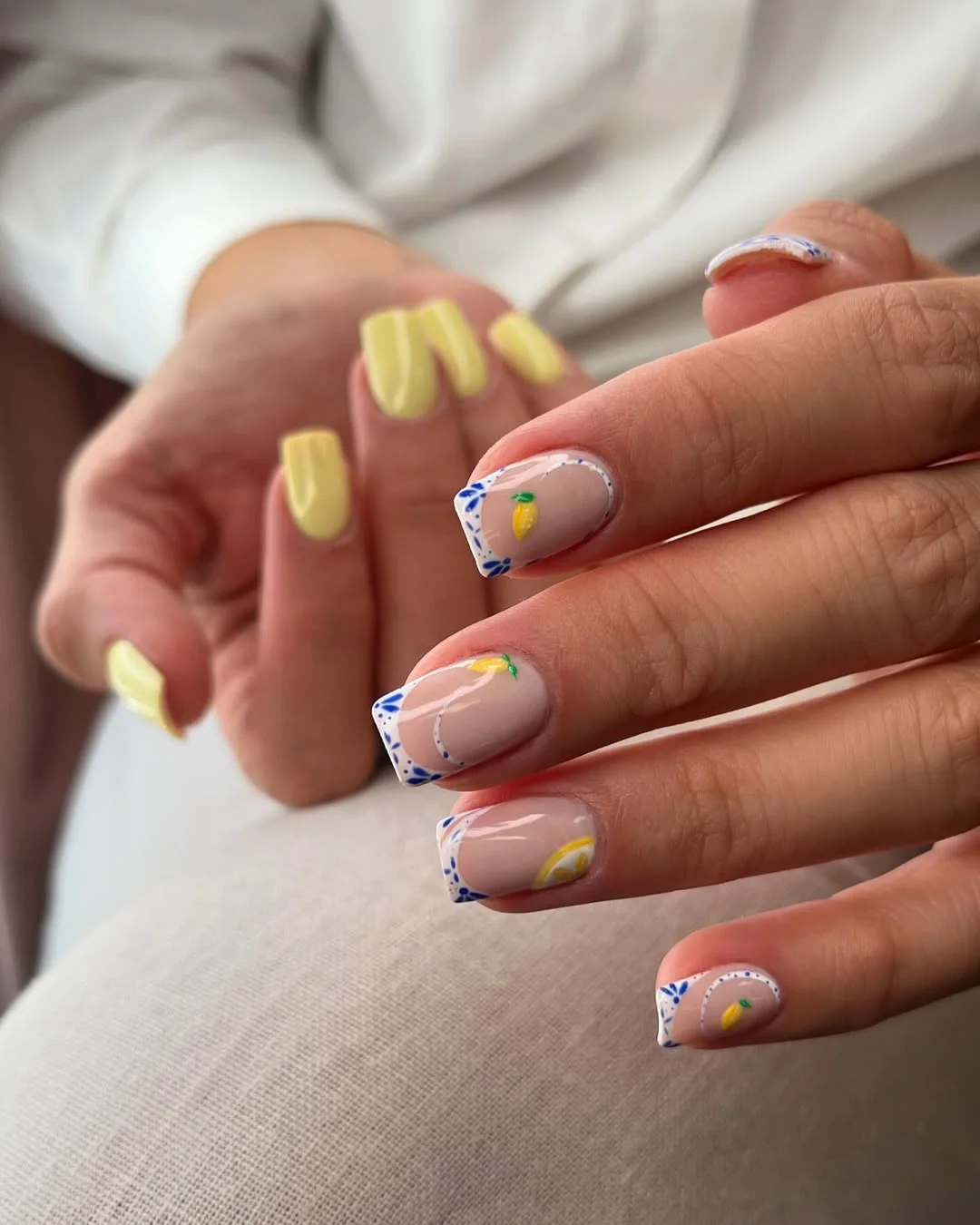Summer yellow nails 2026 Mediterranean Lemon French Tips