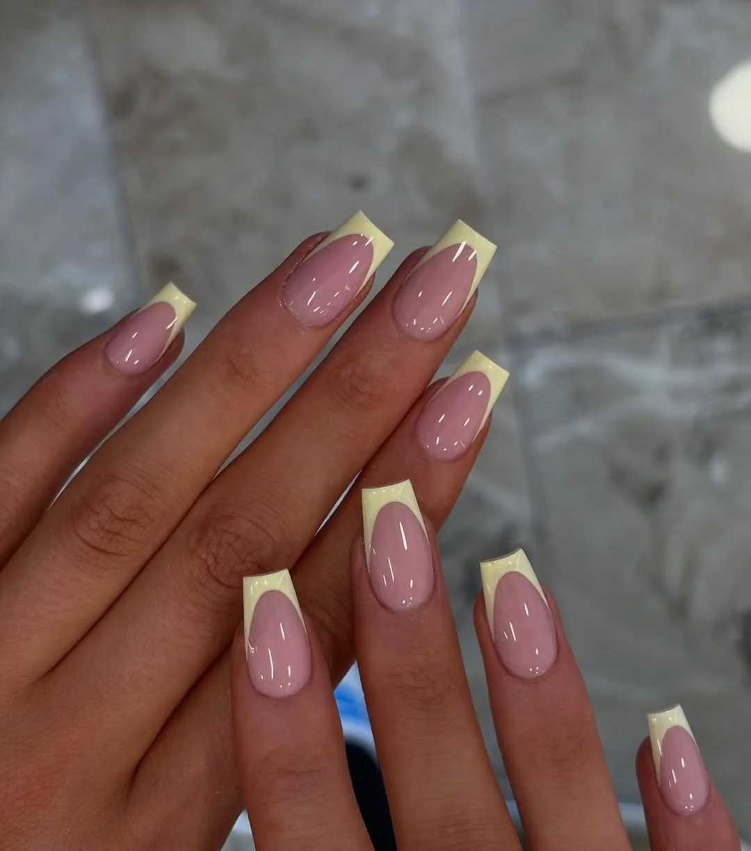 Summer yellow nails 2026 Minimal Butter Yellow Square French