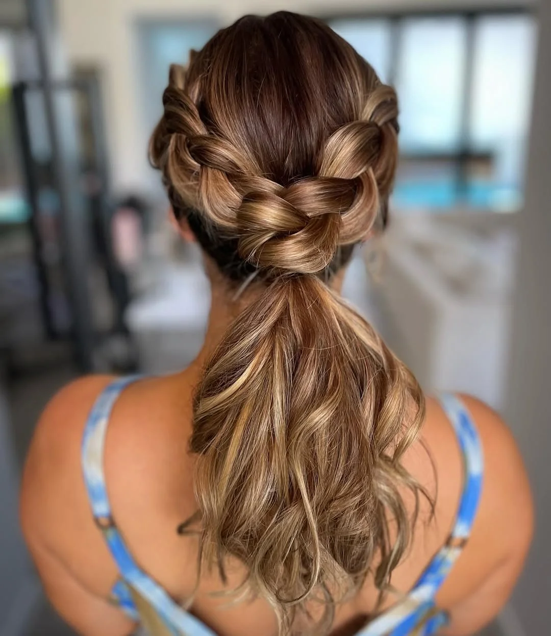 trendy summer braids hairstyle 2026 Low Braided Ponytail With Glossy Dimension