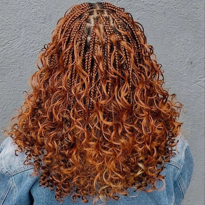 trendy summer hairstyle black women 2026 Warm Copper Micro Braids With Defined Curls