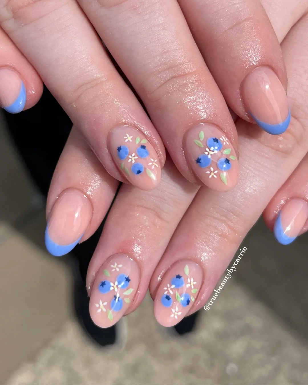 trendy summer nails 2026 Blueberry Floral Nails