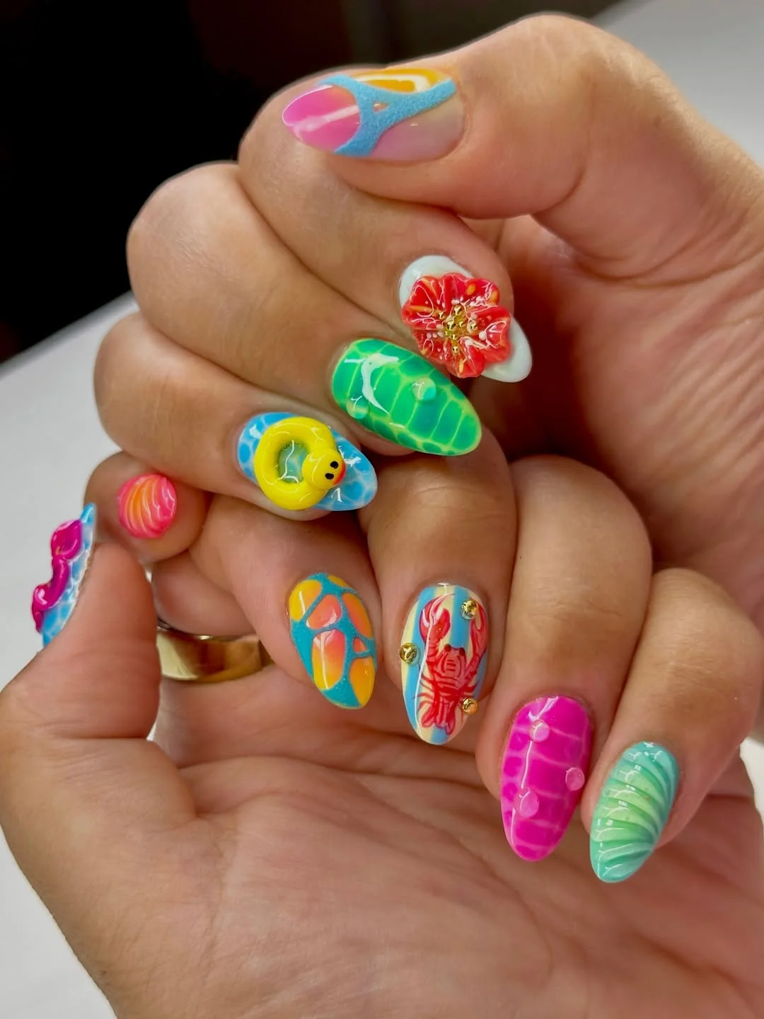 summer vacation nails 2026 Bright Beach Simple Short Almond Nails