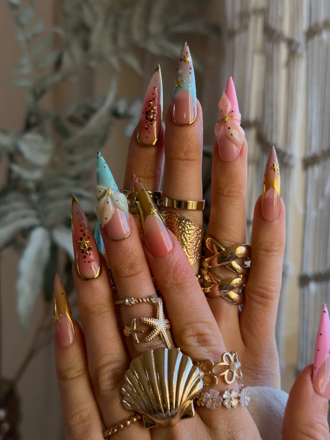 summer vacation nails 2026 Pastel Stiletto Vacation Nails