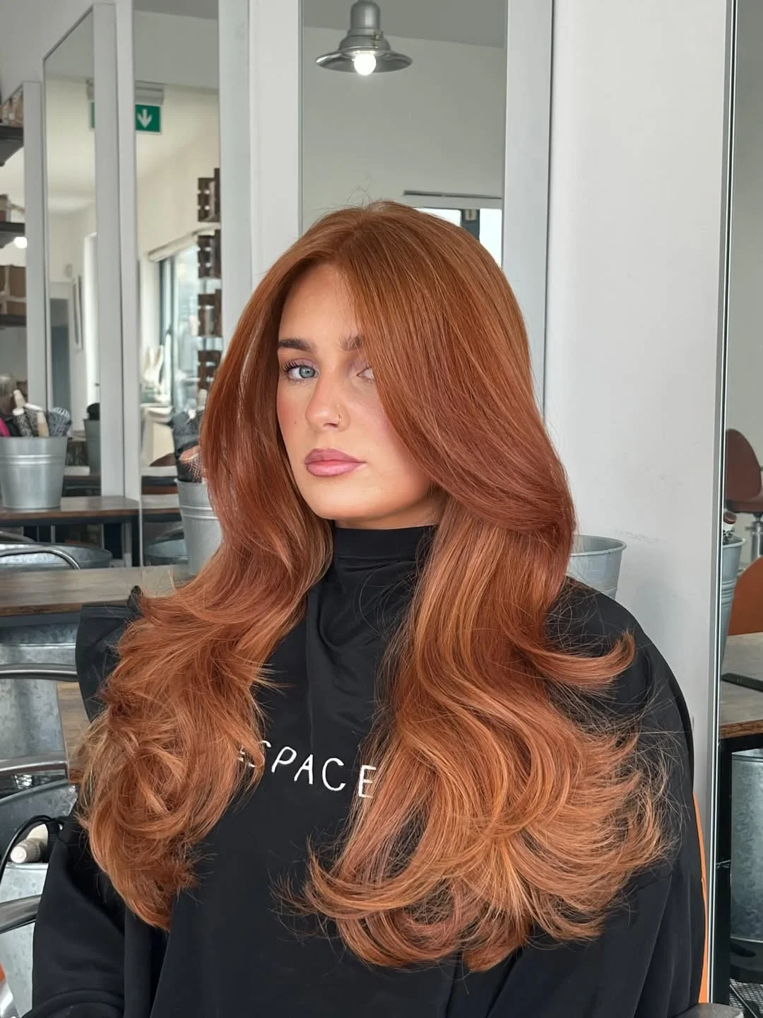 warm summer hair color for tan skin 2026 Rich Auburn Waves with Copper Depth
