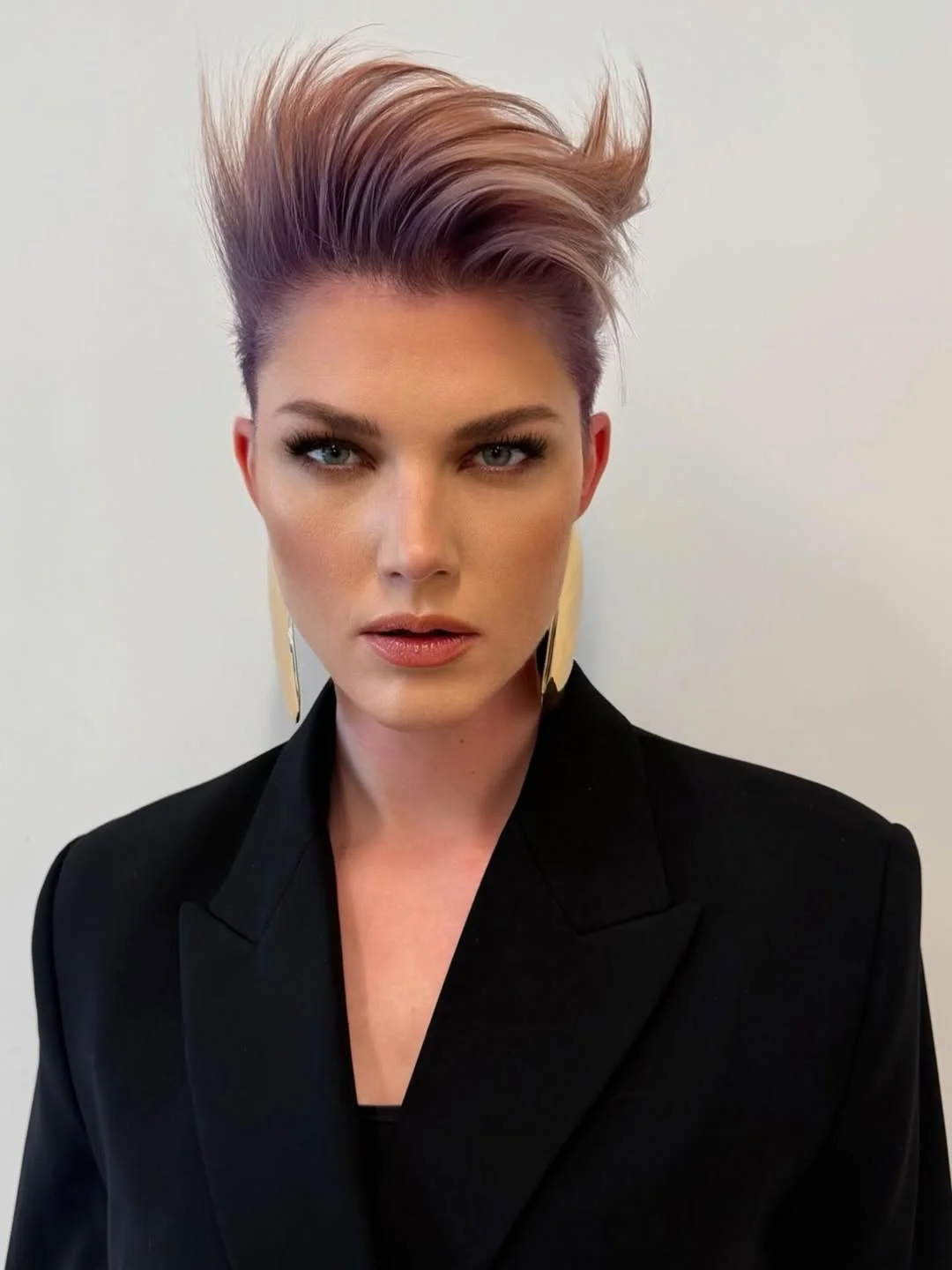 warm summer hair color for tan skin 2026 Edgy Short Crop with Smoky Lilac Accent