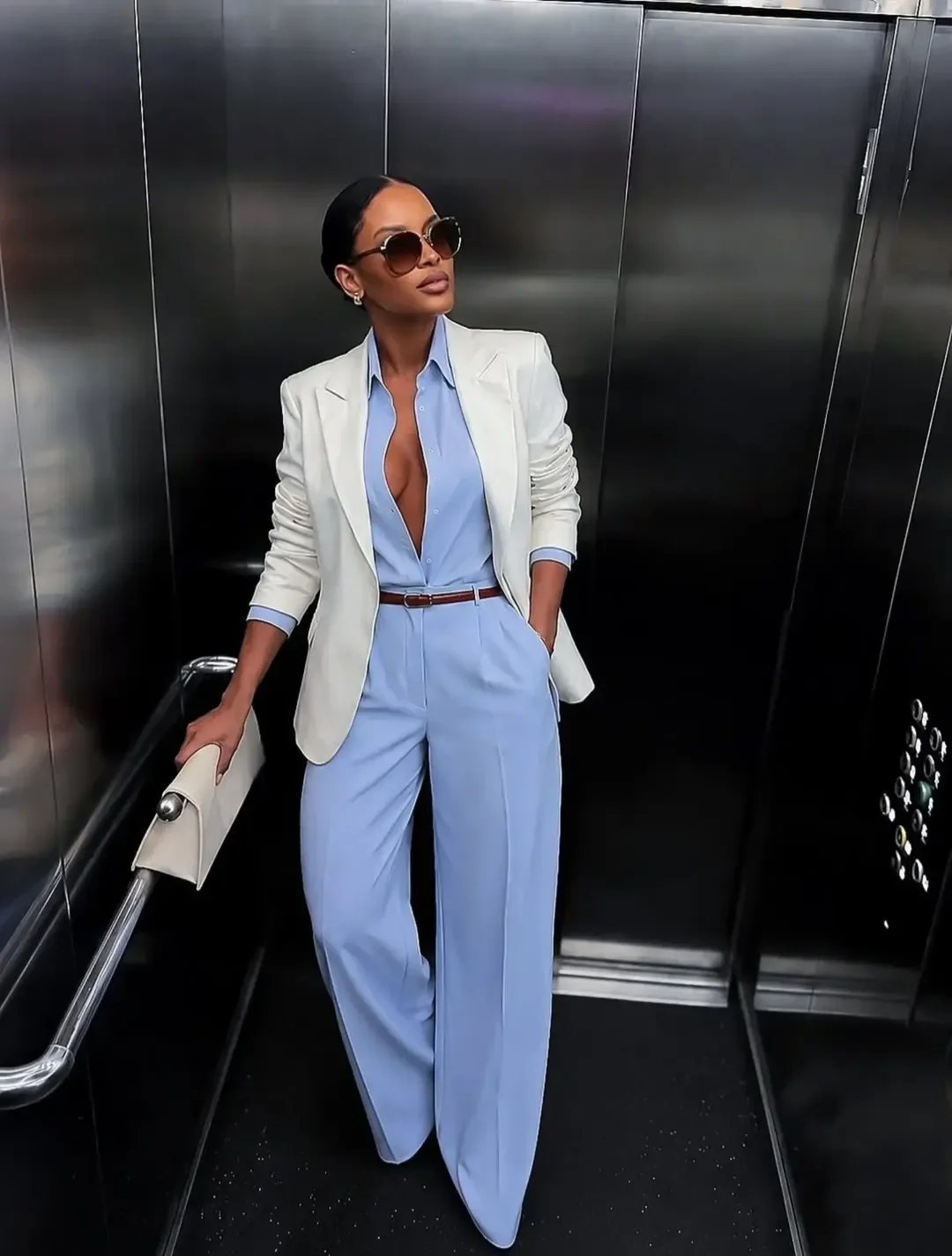 casual early fall outfits comfy 2026 Powder Blue Tailoring Looks Fresh For Fall