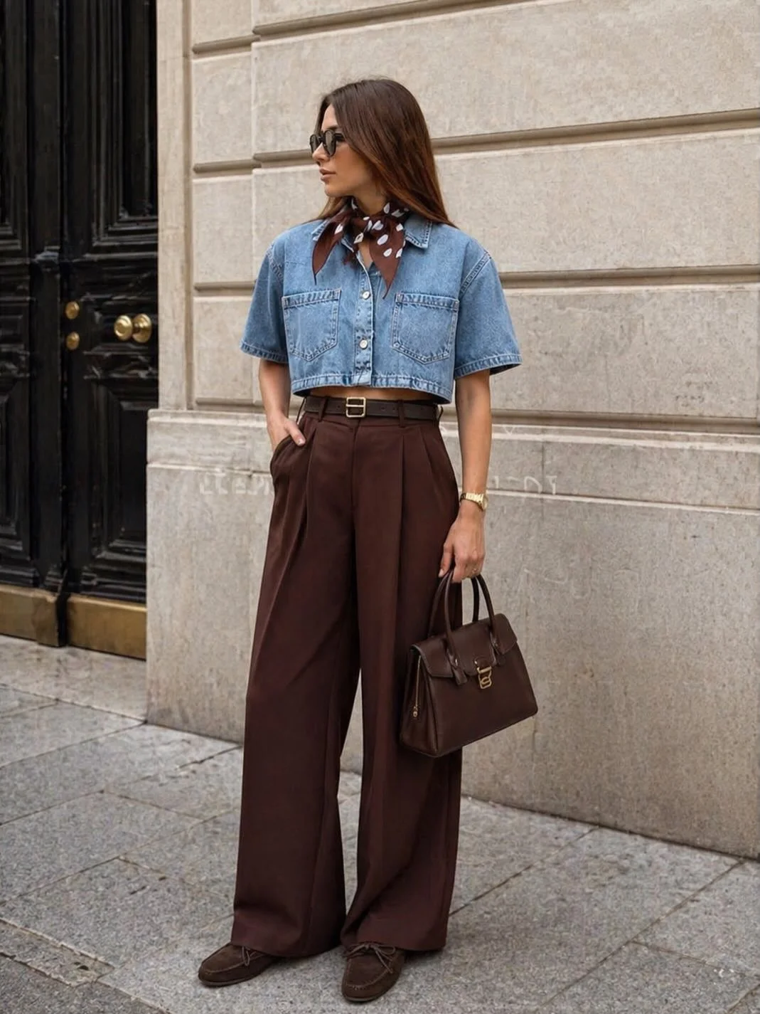 casual early fall outfits comfy 2026 Chocolate Trousers Bring Denim Into a New Season