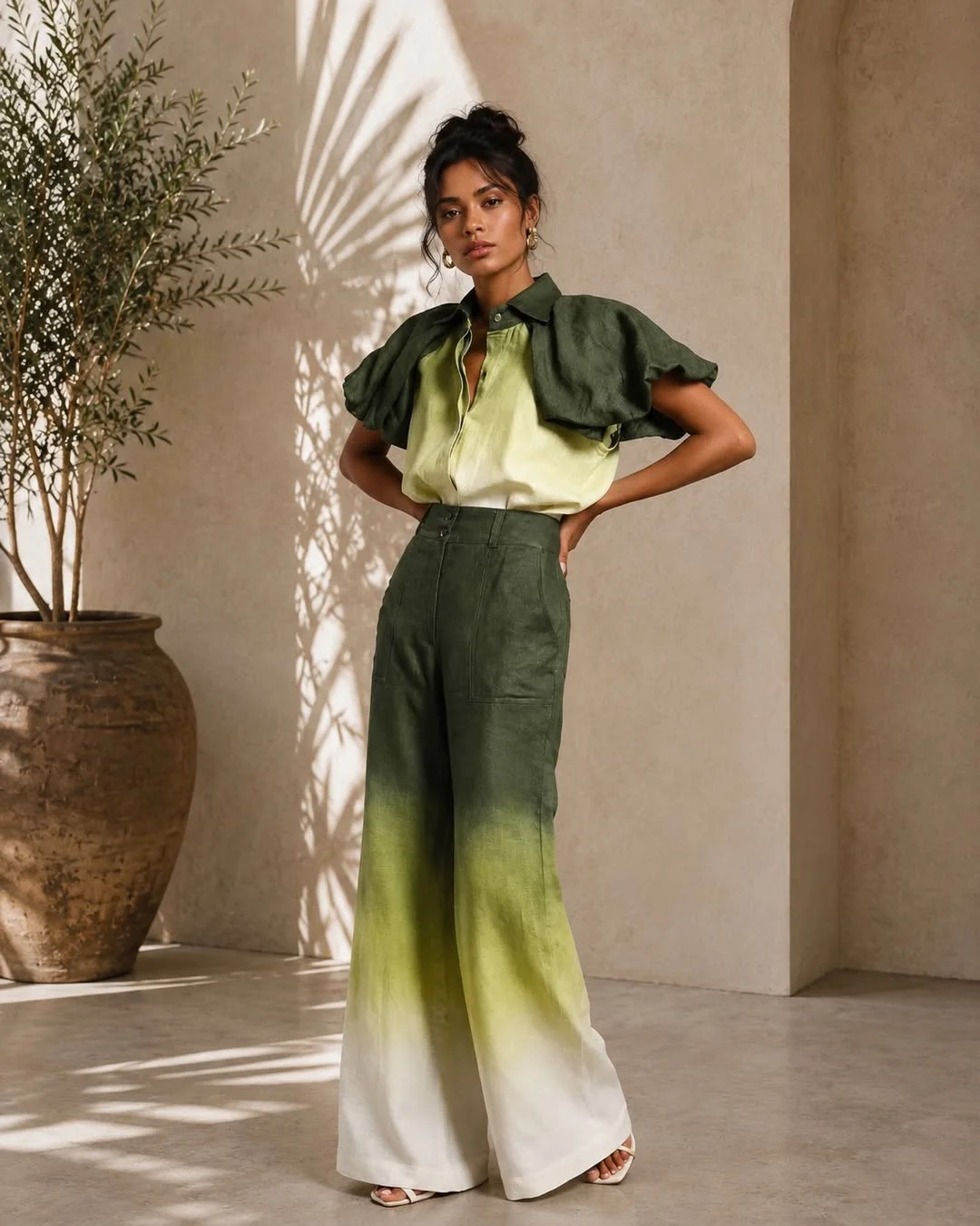 chic early summer outfits 2026 Artful Green Tailoring With a Resort Twist