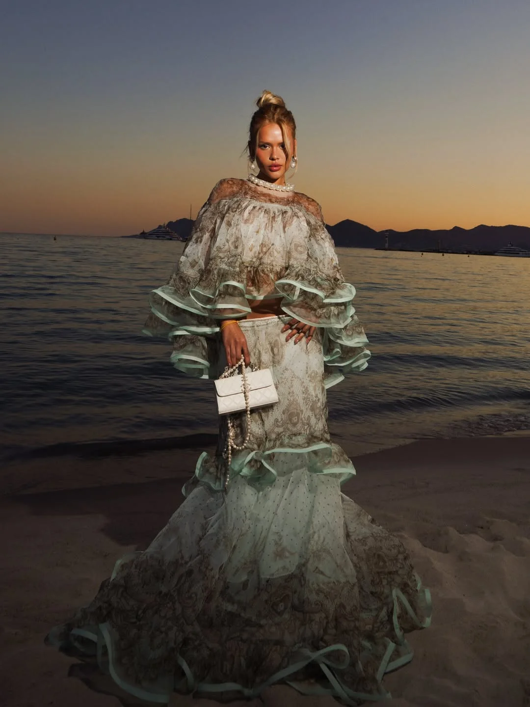 chic early summer outfits 2026 Romantic Coastal Drama After Sunset