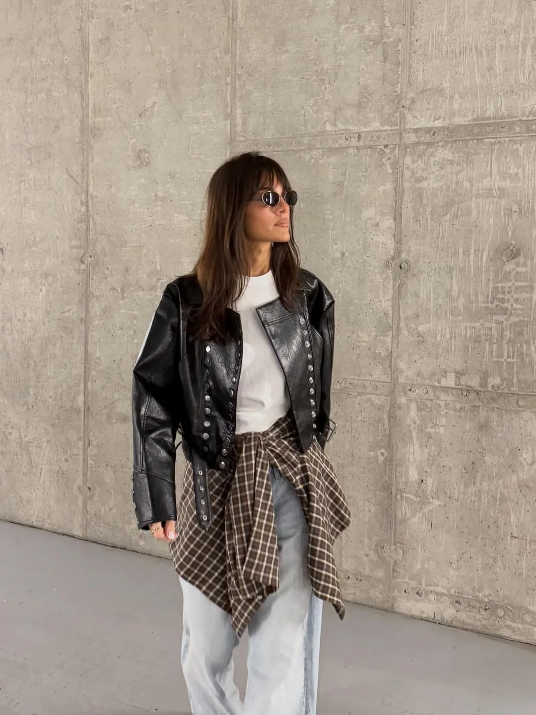 chic fall outfits with jacket 2026 Leather Jacket Energy with a Modern Grunge Twist