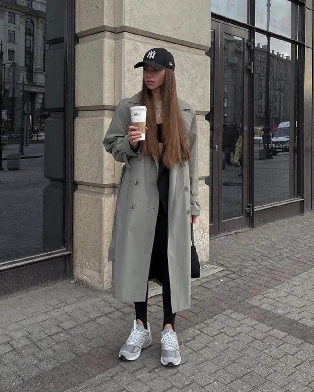 chic fall outfits with leggings and sneakers 2026 The Elevated Trench and Leggings Combination