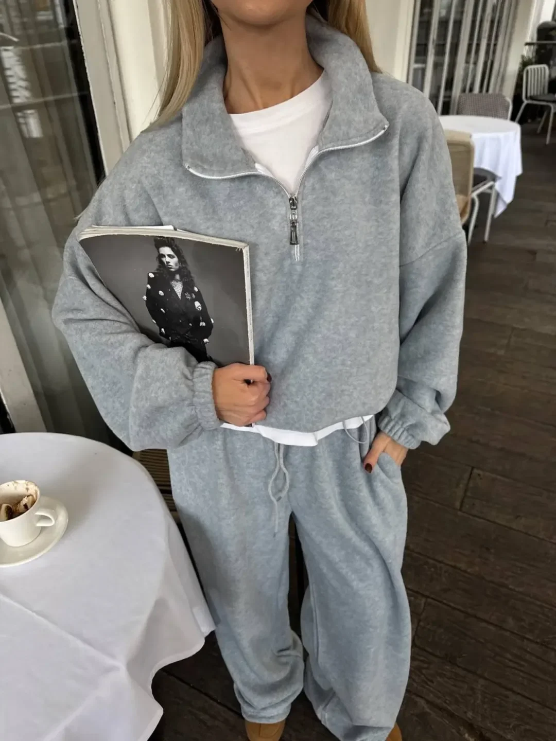 comfortable cozy chic fall outfits for 2026 Soft Gray Layers for Everyday Ease