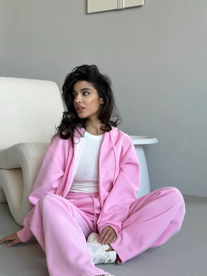 comfortable cozy chic fall outfits for 2026 Playful Pink Athleisure for Cozy Days