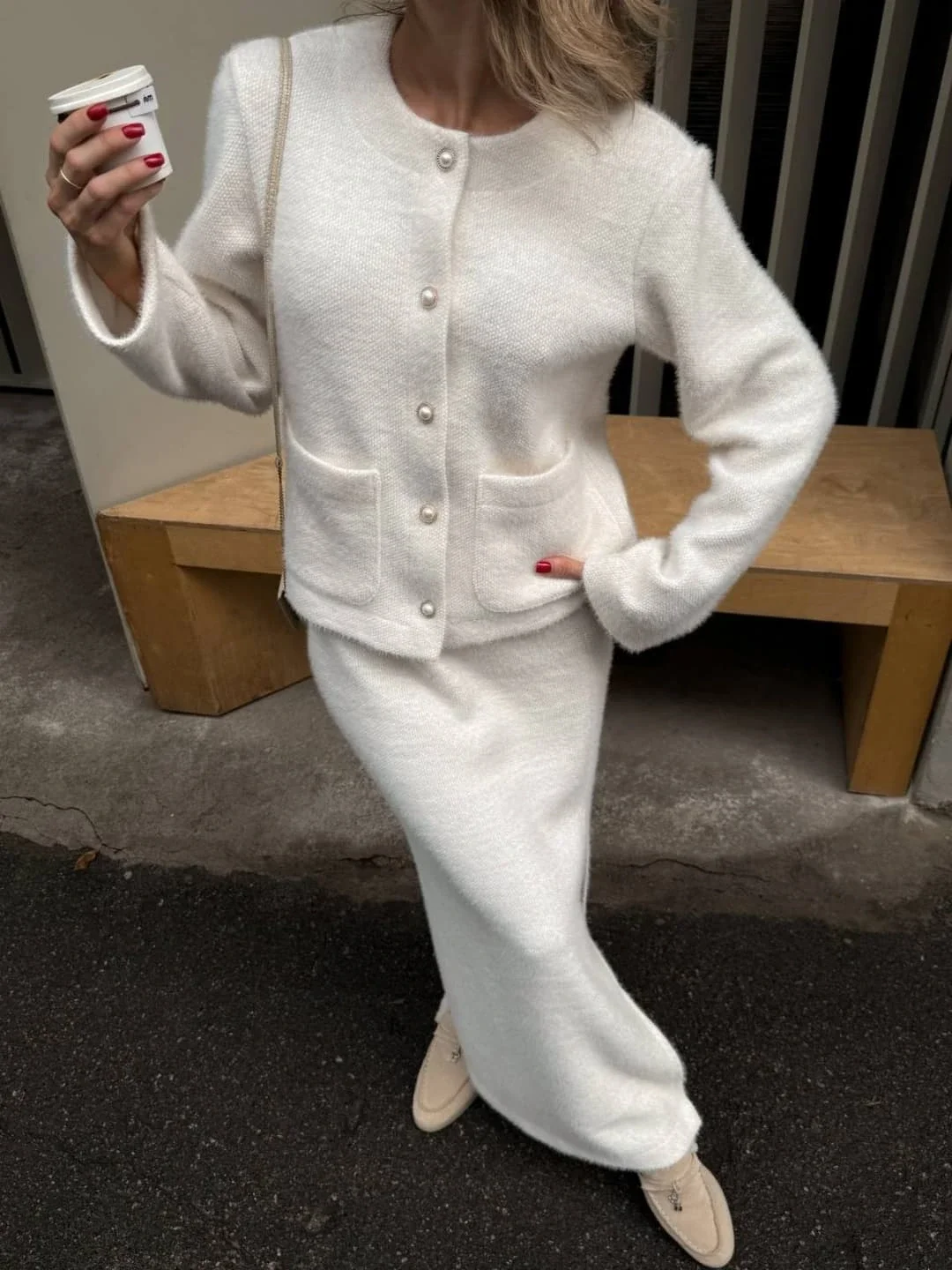 comfortable cozy chic fall outfits for 2026 Soft Ivory Knit Elegance