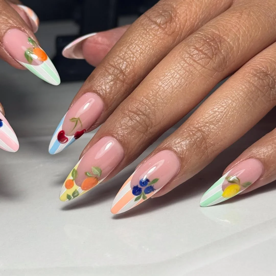cool july nail colours ideas 2026 Pastel Fruit Market Nails