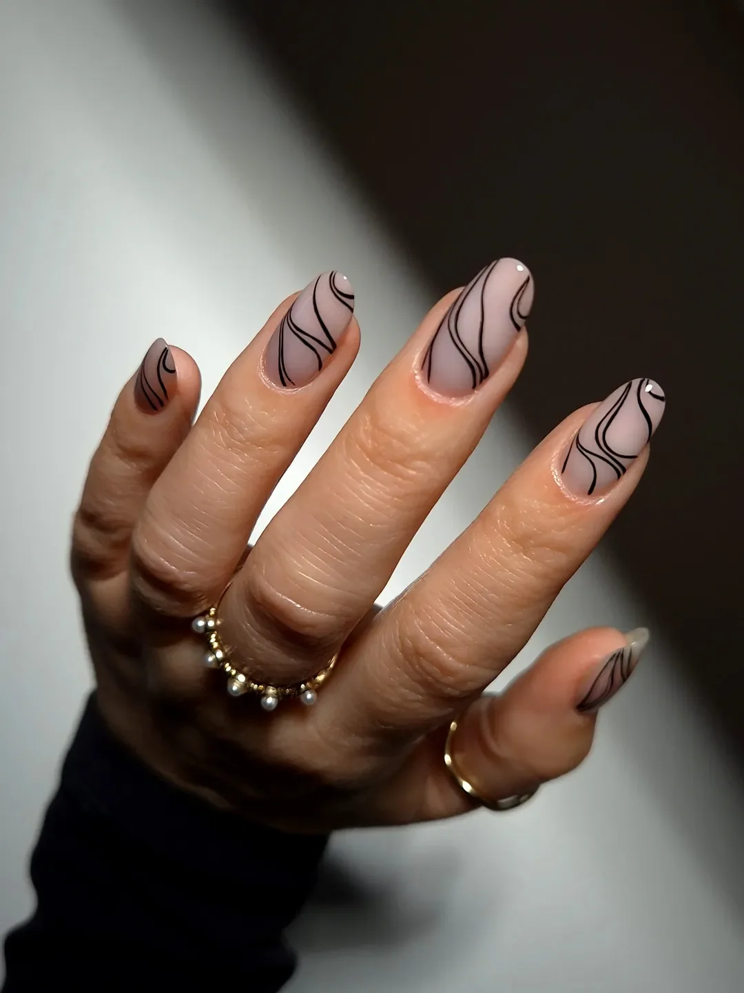 cool july nail colours ideas 2026 Minimalist Mocha Line Art