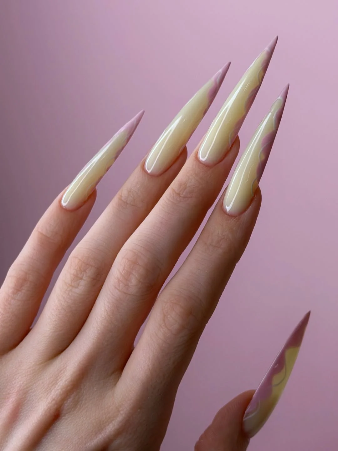 cool july nail colours ideas 2026 Buttercream Stiletto Nails