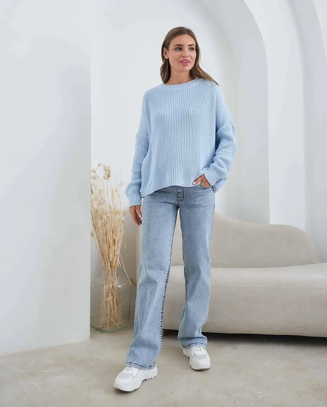 cute fall mom outfits 2026 Soft Blue Knits That Capture The Calm Side Of Autumn