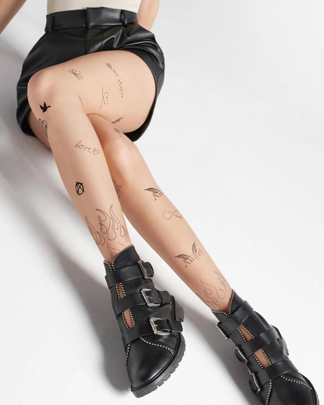 cute fall outfits with tights 2026 Tattoo-Effect Tights for an Edgy Fall Update