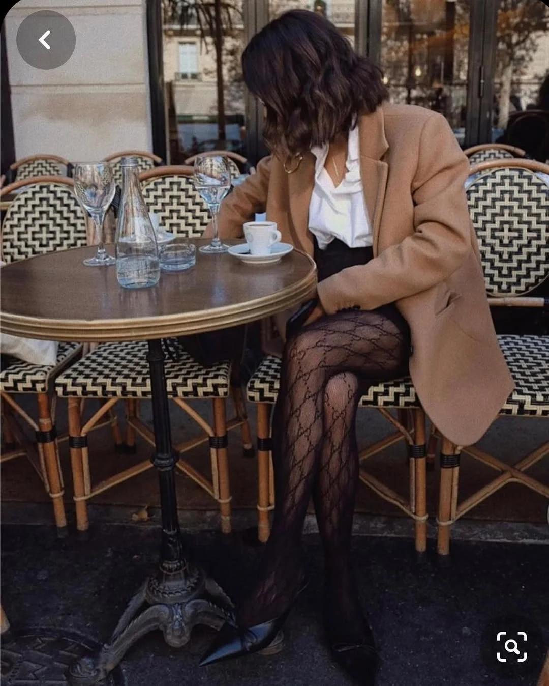 cute fall outfits with tights 2026 Cafe Style with Patterned Black Tights