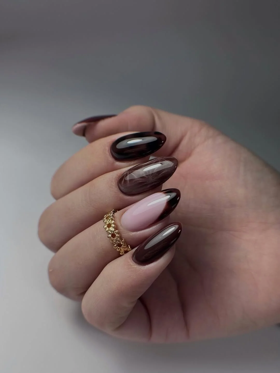 cute summer oval nails 2026 Mocha Glazed Oval Nails for a Modern Neutral Look