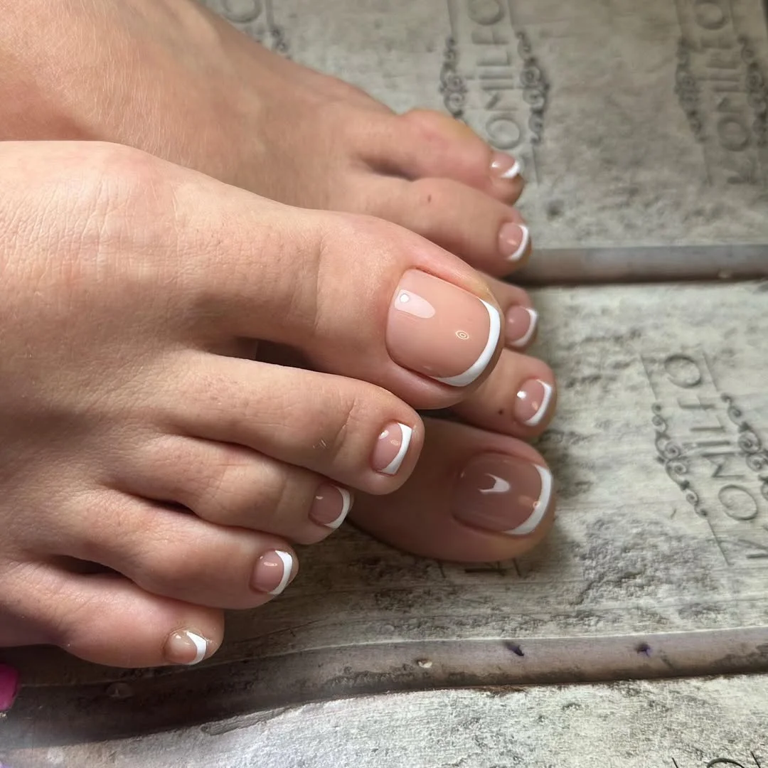 cute summer white french toes 2026 Timeless Nude and White French Elegance