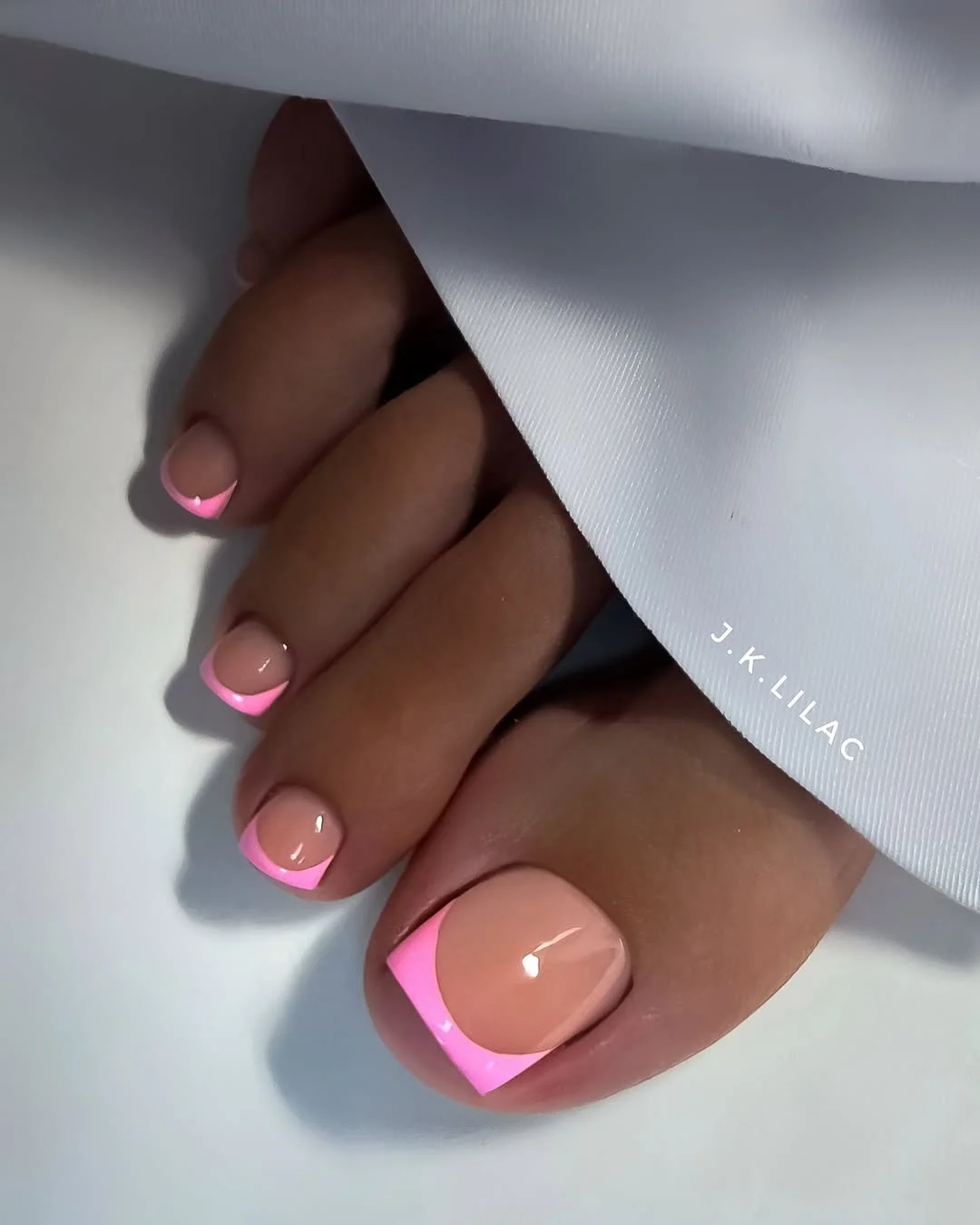 cute summer white french toes 2026 Bright Pink French with Modern Energy