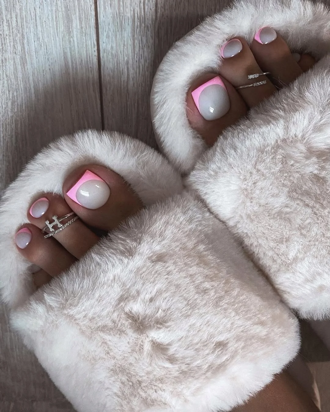 cute summer white french toes 2026 Pink and White French With a Playful Twist