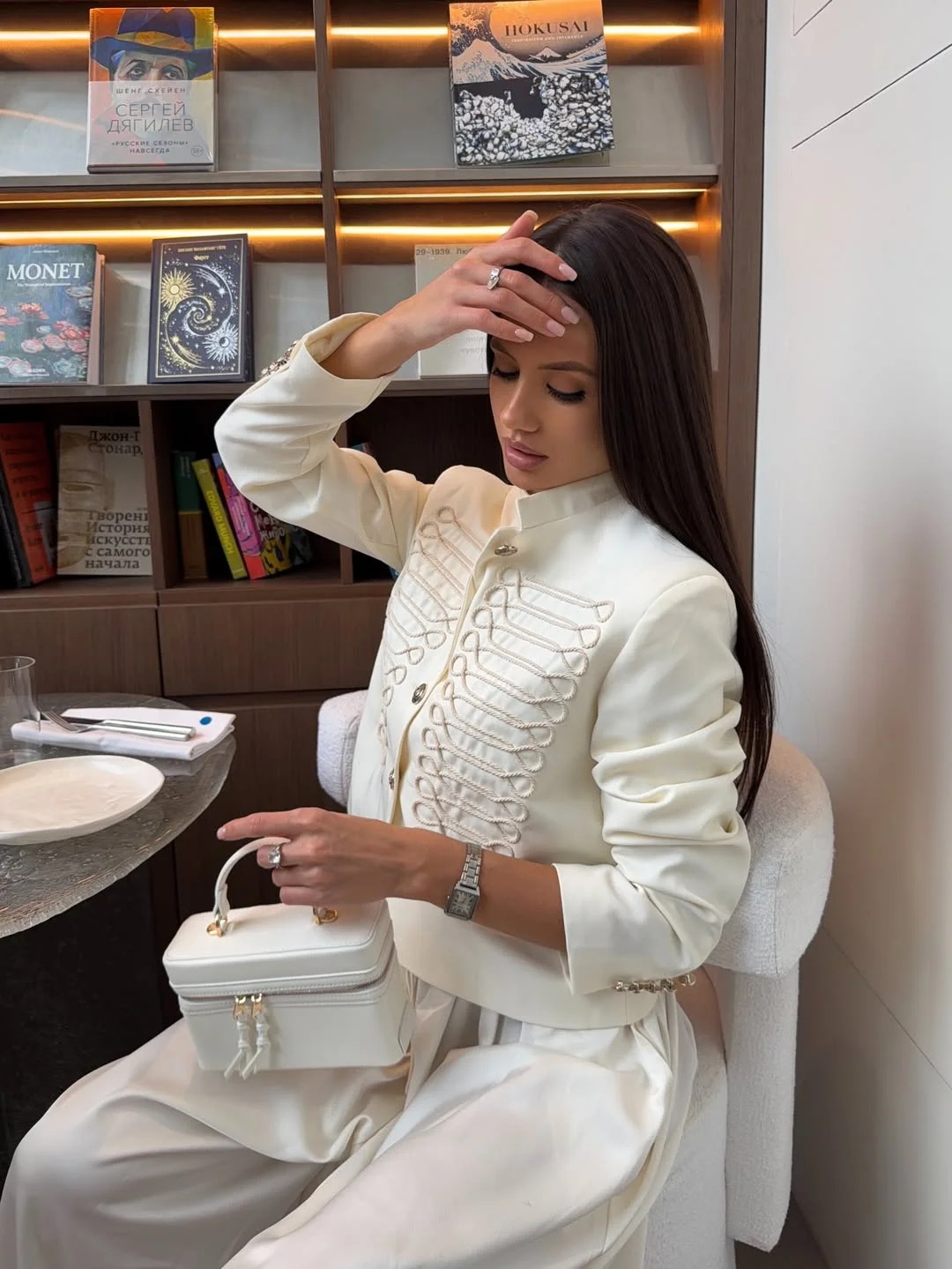 elegant fall fitted blazer outfit 2026 Military-Inspired Elegance in Soft Ivory