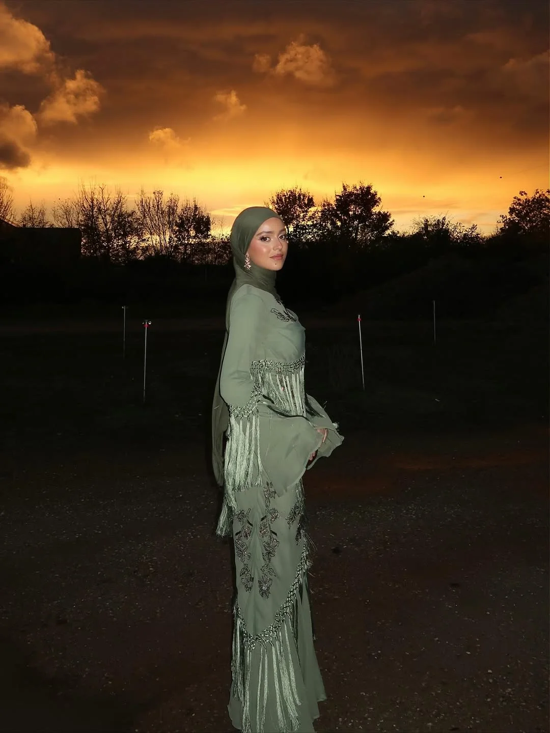 elegant fall wedding guest dress 2026 Soft Sage Embellishment for Early Fall Wedding Guests