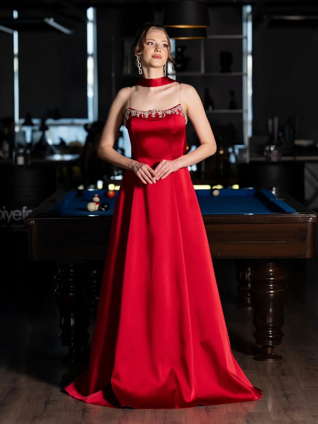 elegant fall wedding guest dress 2026 Red Satin A-Line Dress for Cocktail Attire or Black Tie