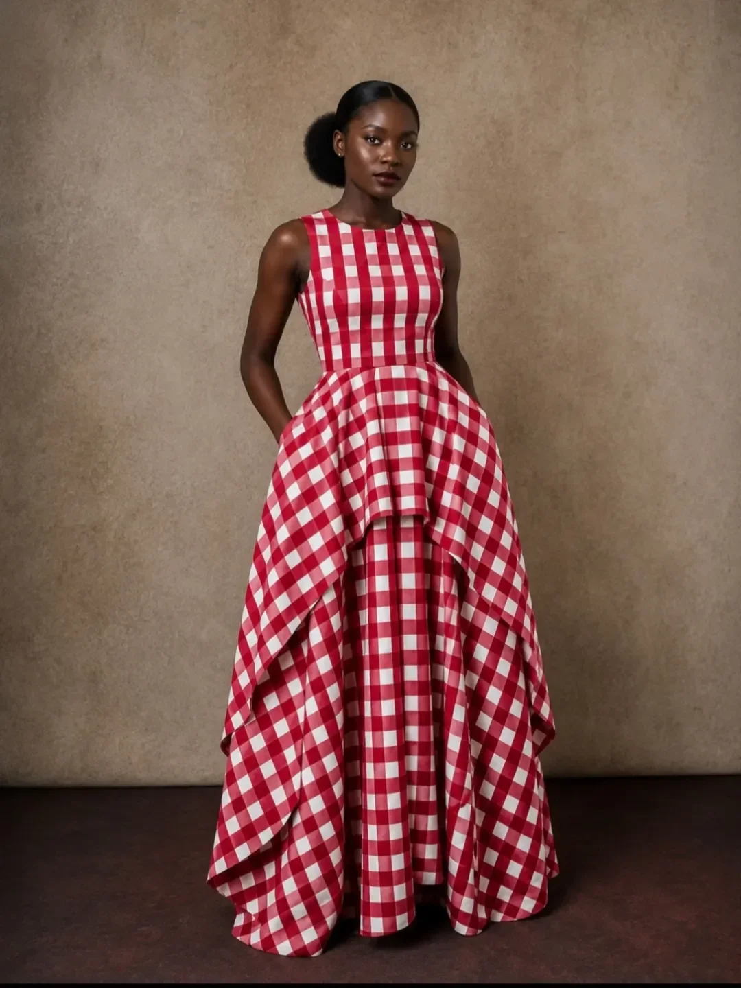 fall festival outfits dress to impress 2026 Red Gingham Statement Dress for Bold Fall Events