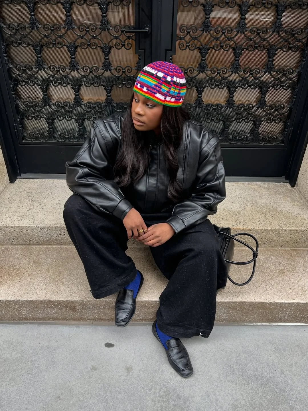 fashionable fall 2026 outfits for black women Leather Layers Meet Playful Color