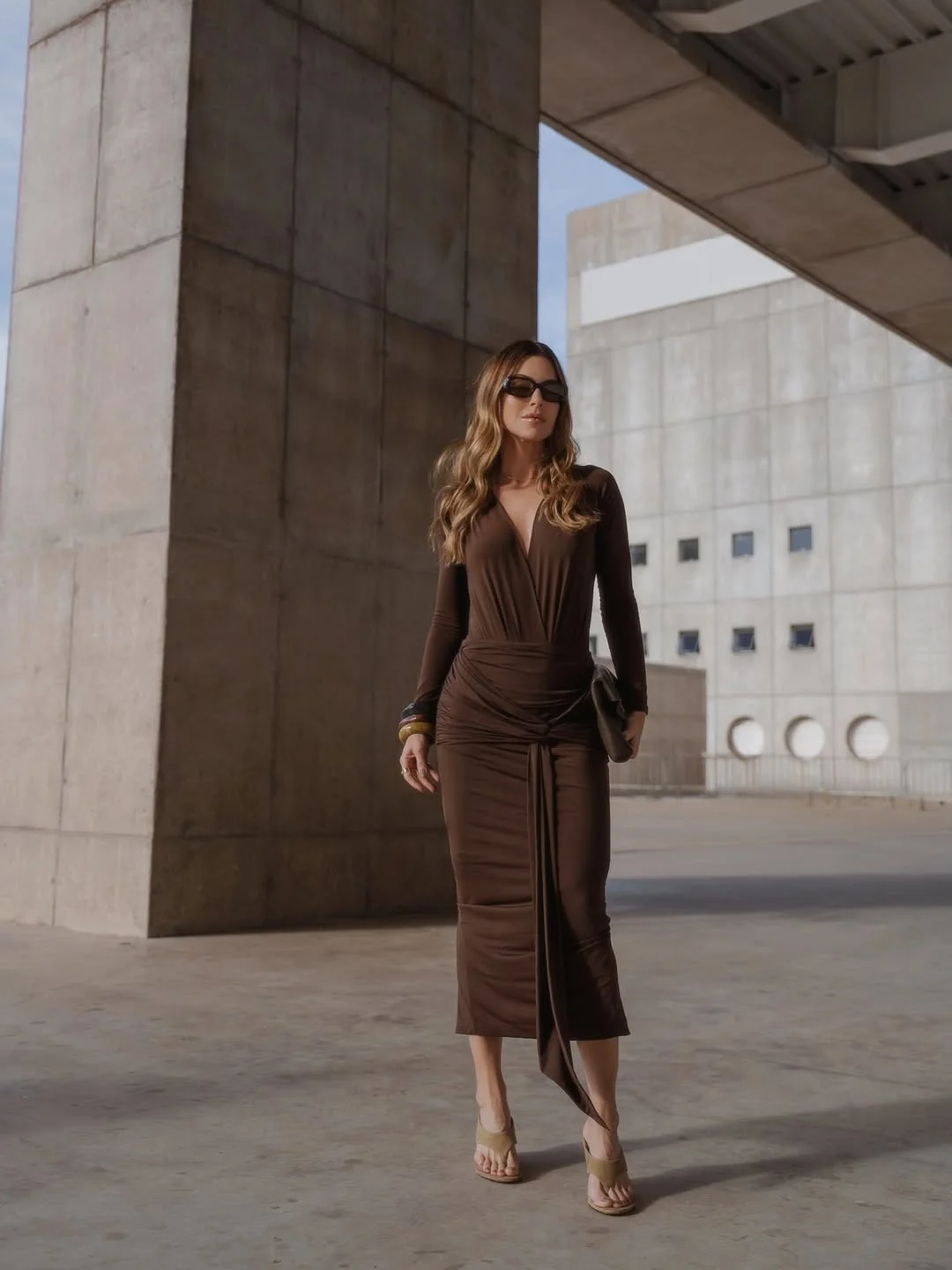 fashionable fall fashion for women over 40 2026 Draped Chocolate Dresses Become the New Evening Uniform