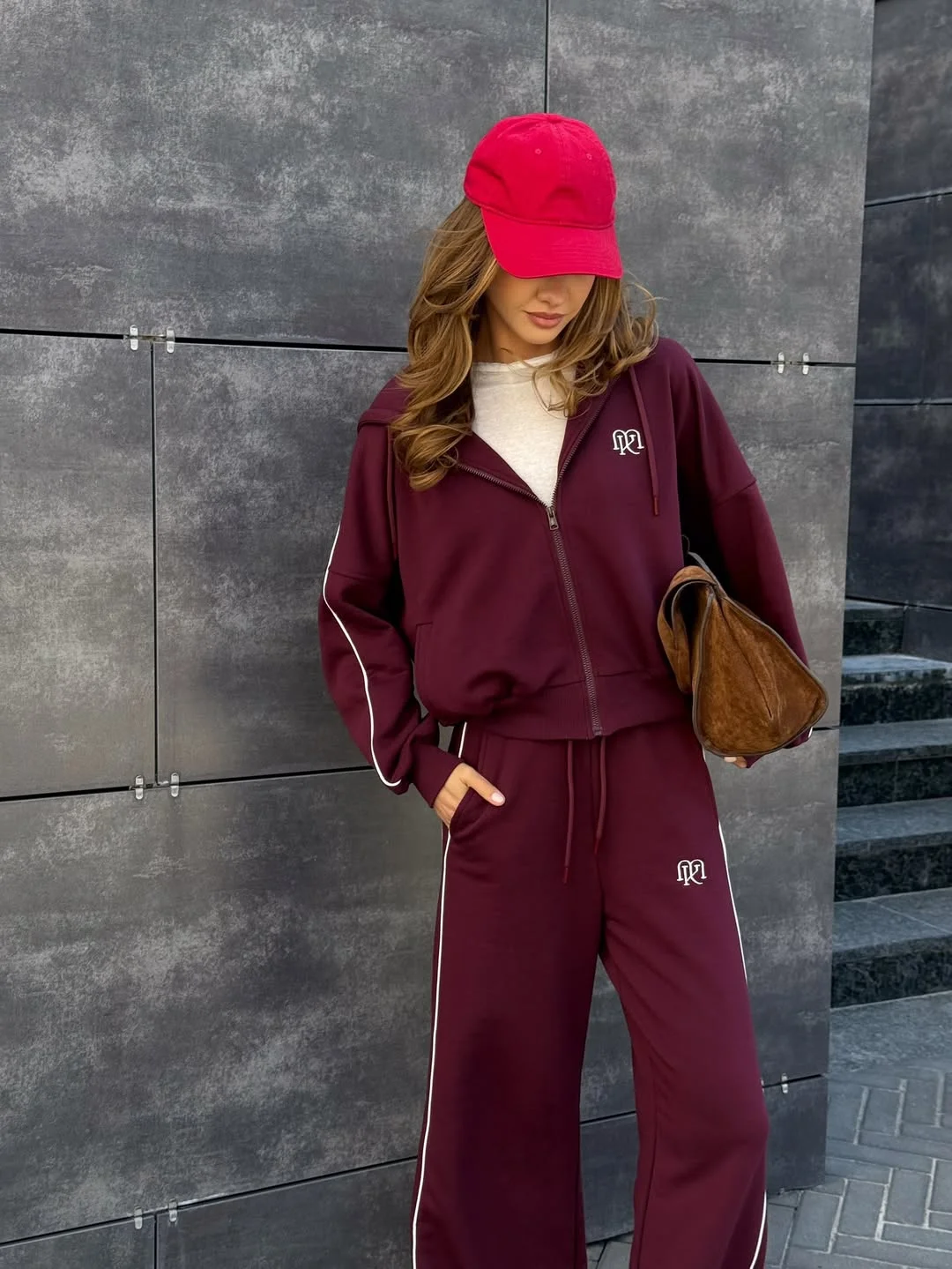 fashionable fall fashion for women over 40 2026 Burgundy Athleisure for Relaxed Urban Style