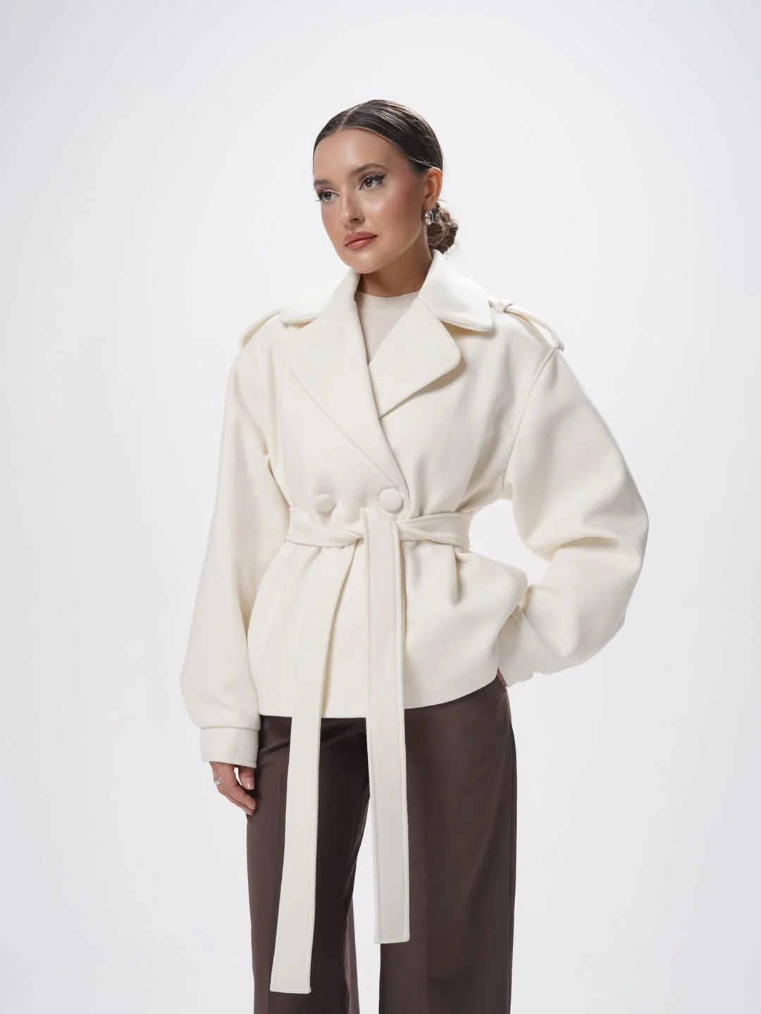 fashionable fall outfits with coat 2026 Cream Short Coats and Chocolate Tones