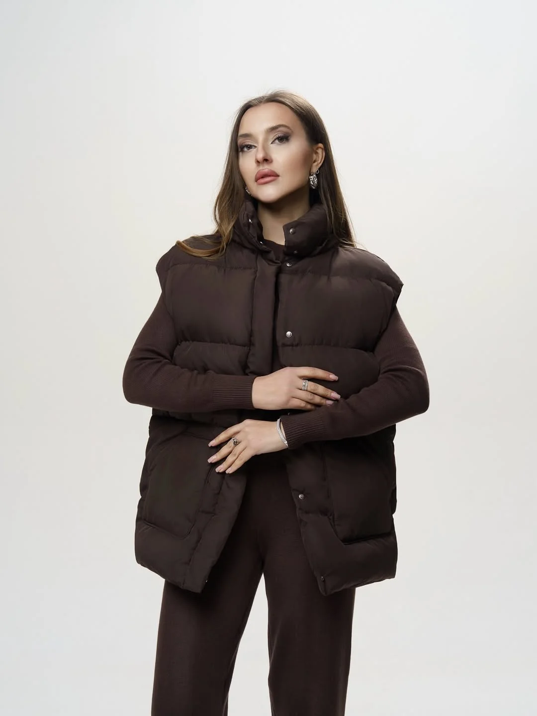 fashionable fall outfits with vests 2026 Chocolate Brown Monochrome Comfort Set