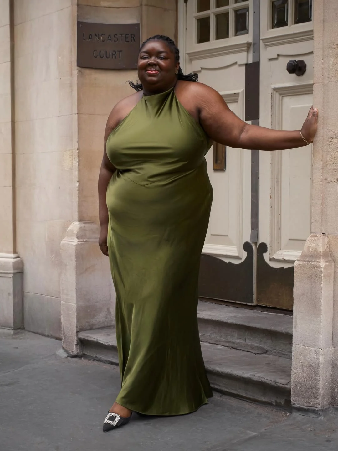 flattering fall outfits for plus size women 2026 Olive Satin Elegance for Autumn Evenings
