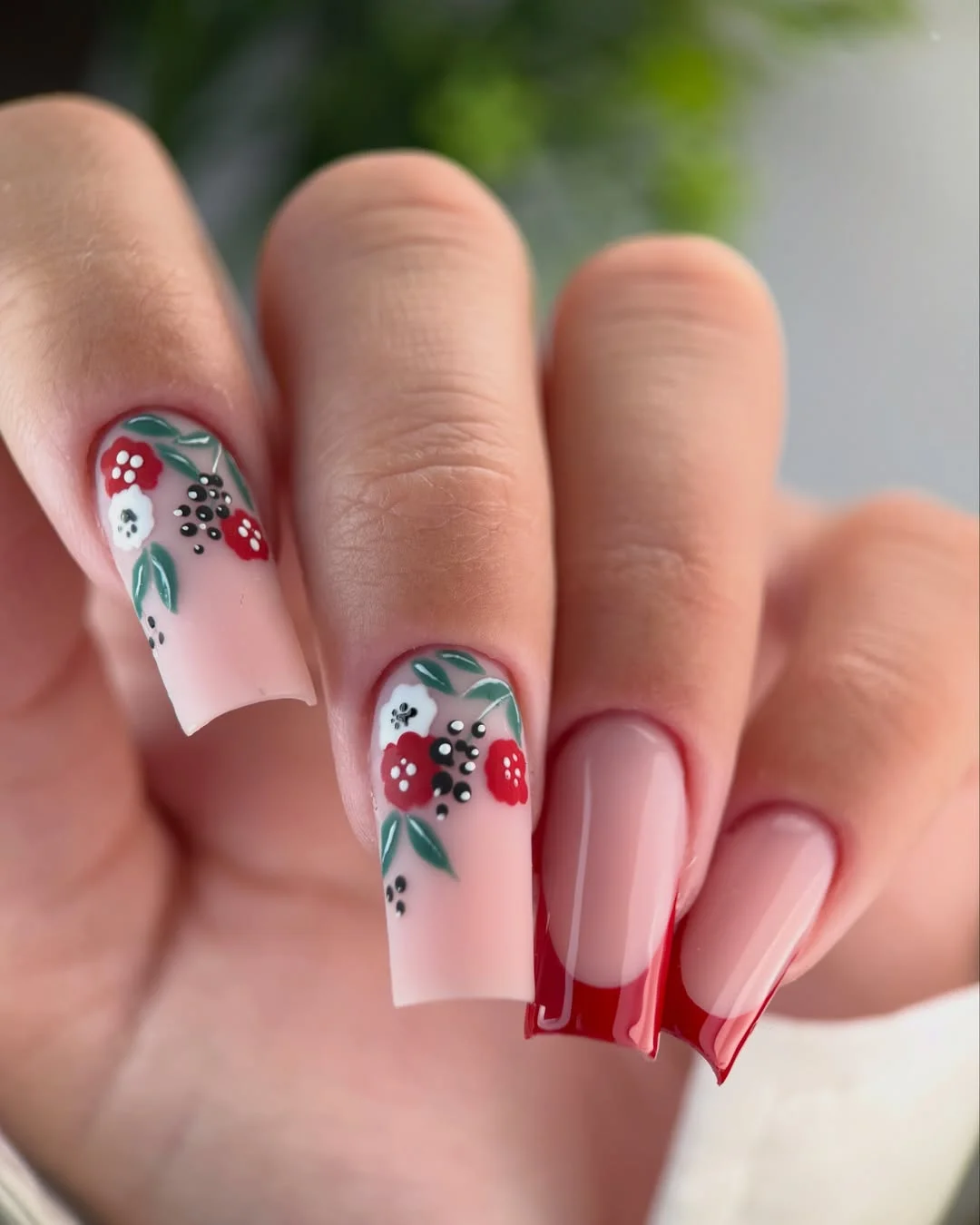 modern june manicure ideas 2026 Cherry Blossom French Tips With A June Twist