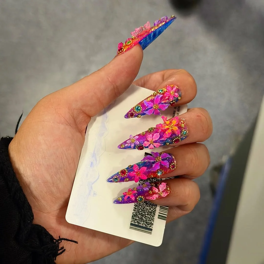 modern june manicure ideas 2026 Bold Floral Fantasy for Maximum Summer Glam