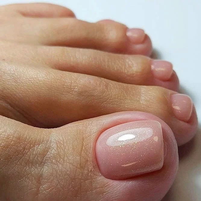 modern summer pedicure nail art 2026 Sheer Pink Glass Finish