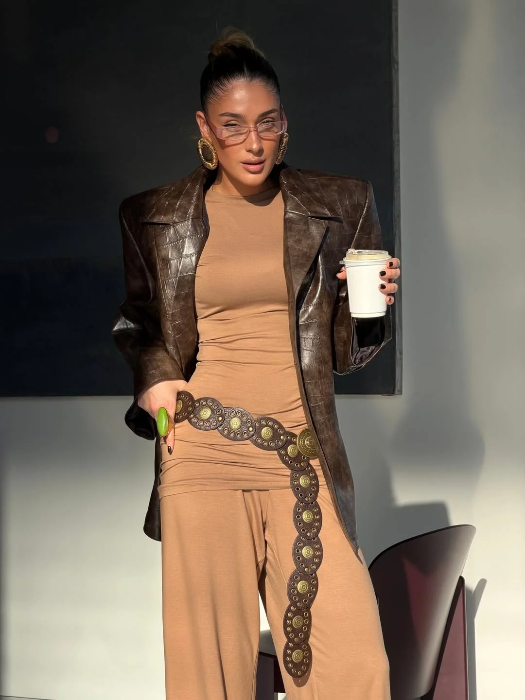 nightout fall outfits going out 2026 Chocolate Leather and Warm Neutrals Always Win