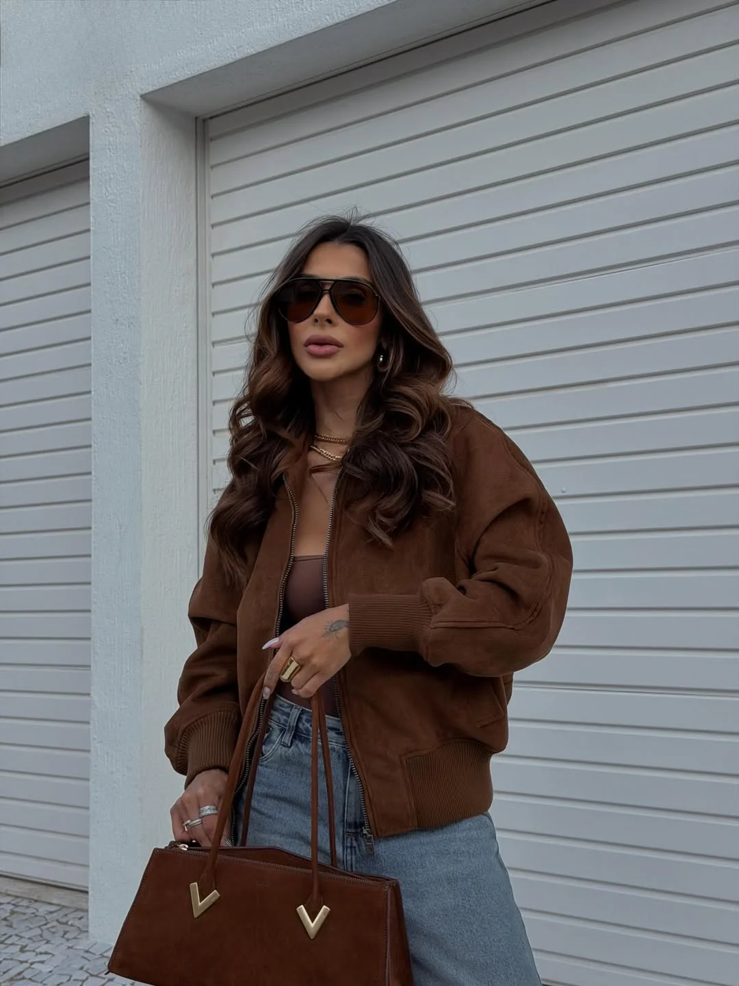 nightout fall outfits going out 2026 Brown Bomber And Jeans Never Miss